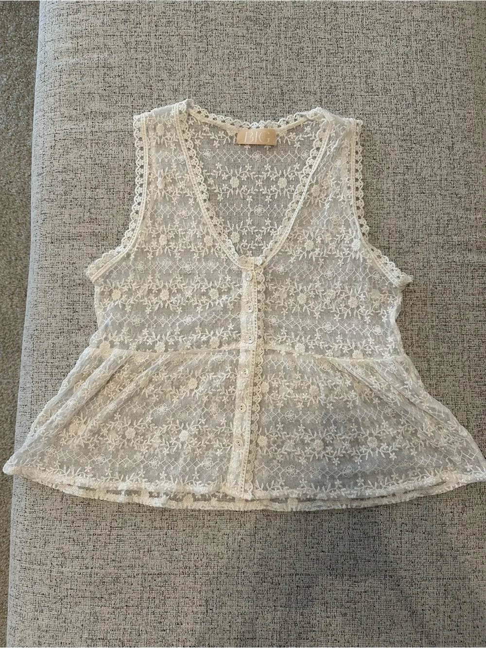 Lizard Thicket Ivory Lace Peplum Camisole